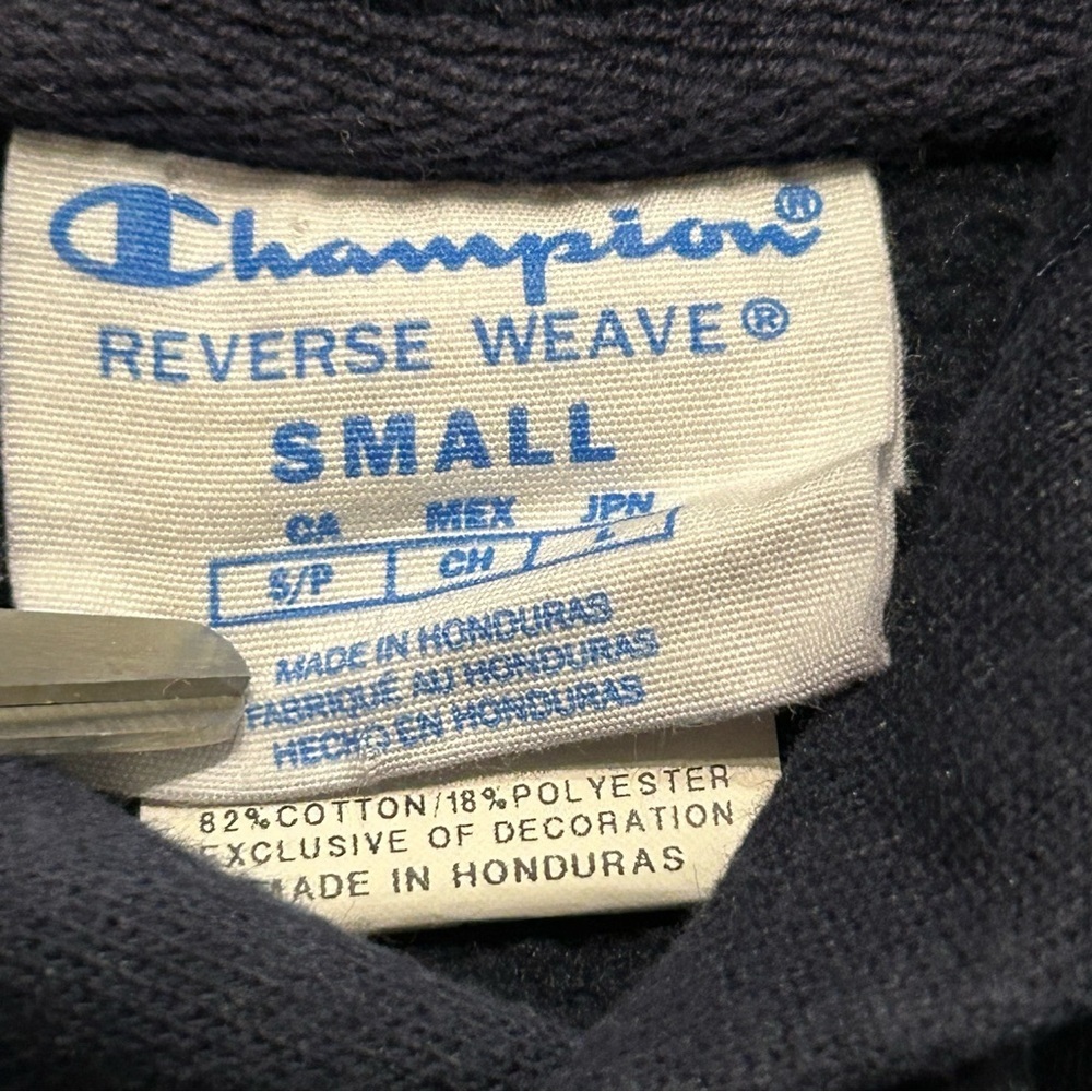 Champion Reverse Weave Pullover Hoodie Navy Blue Men's Size Small - Picture 4 of 4